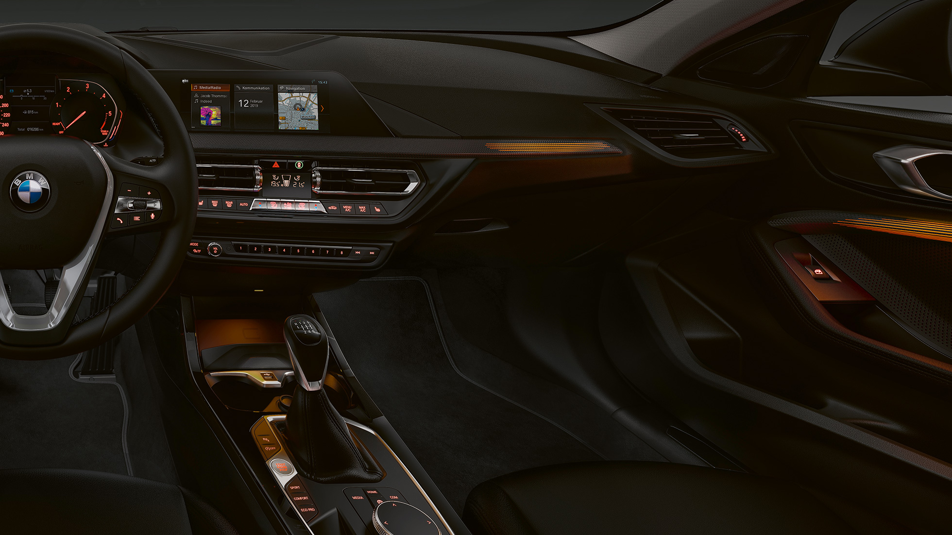 Interior trim finishers 'Illuminated Berlin'. BMW 1 Series Model Advantage, interior trim finishers 'Illuminated Berlin.