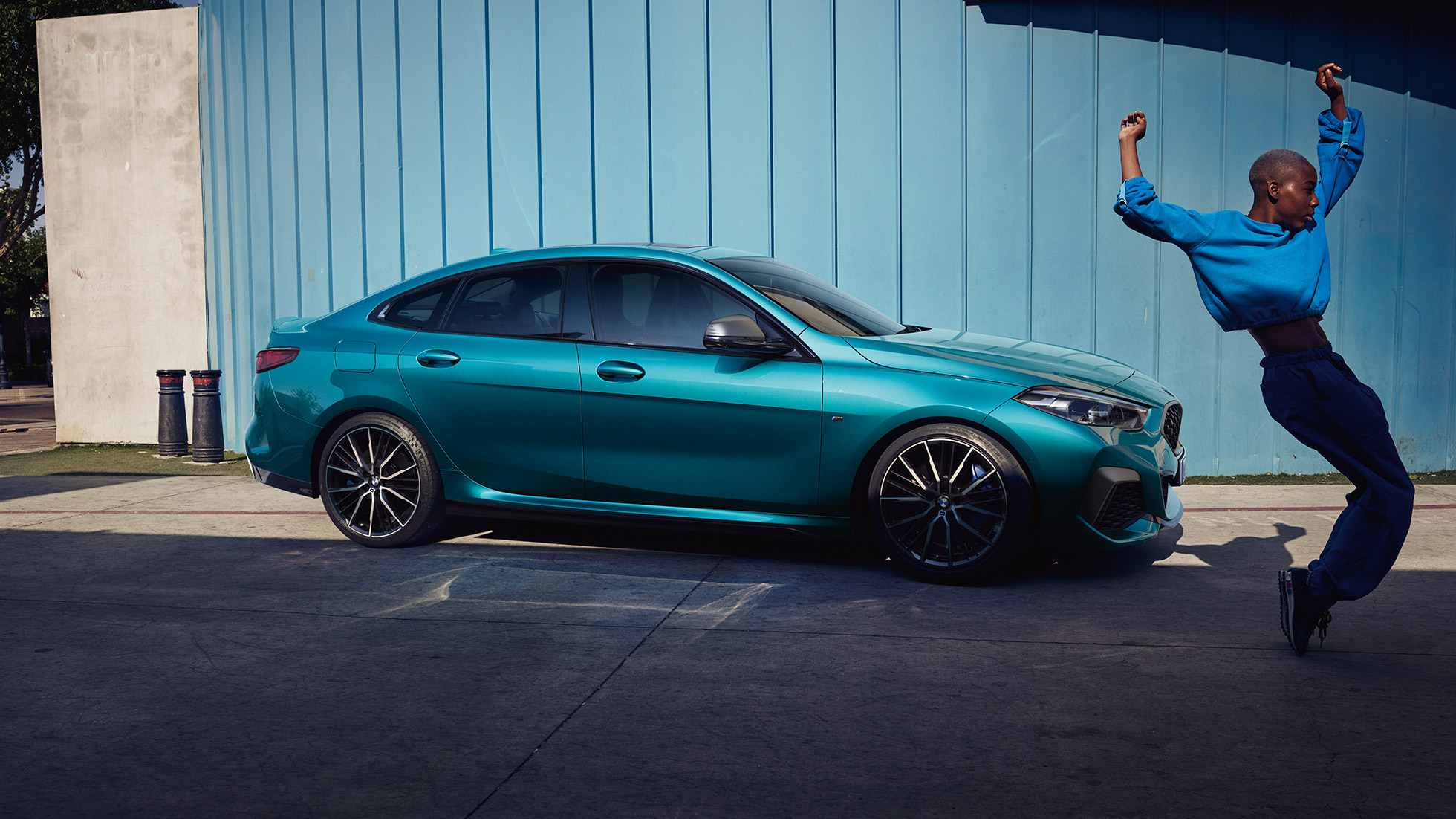 Attractive coupé silhouette BMW 2 Series Gran Coupé Attractive coupé silhouette BMW 2 Series Gran Coupé Snapper Rocks Blue metallic F44 side view