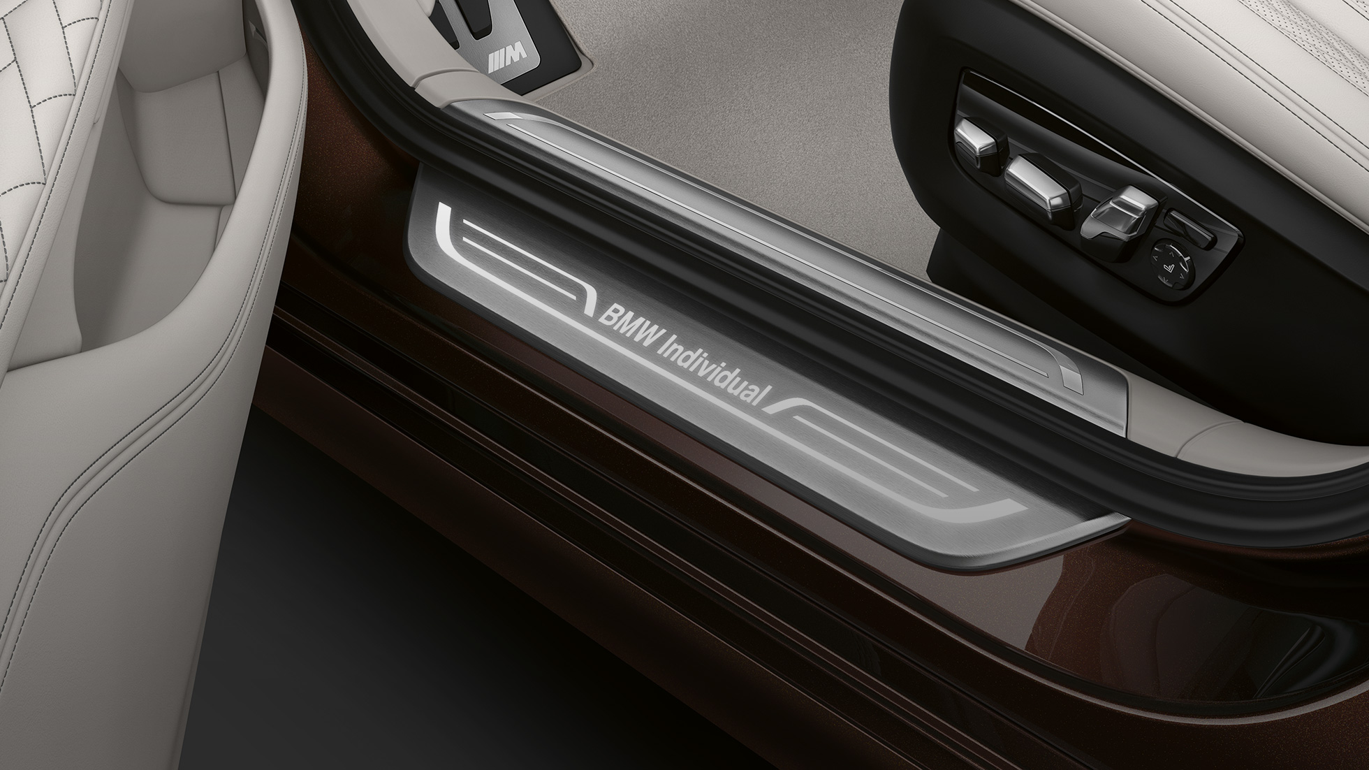 BMW Individual 7 Series Sedan entry sill BMW 7 Series Sedan: entry sill with BMW Individual lettering