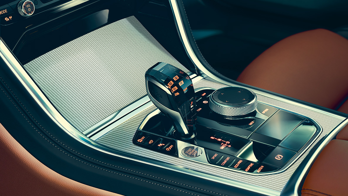 BMW 8 Series Coupé glass applications. Close-up of the BMW 8 Series Coupé glass applications in the interior.