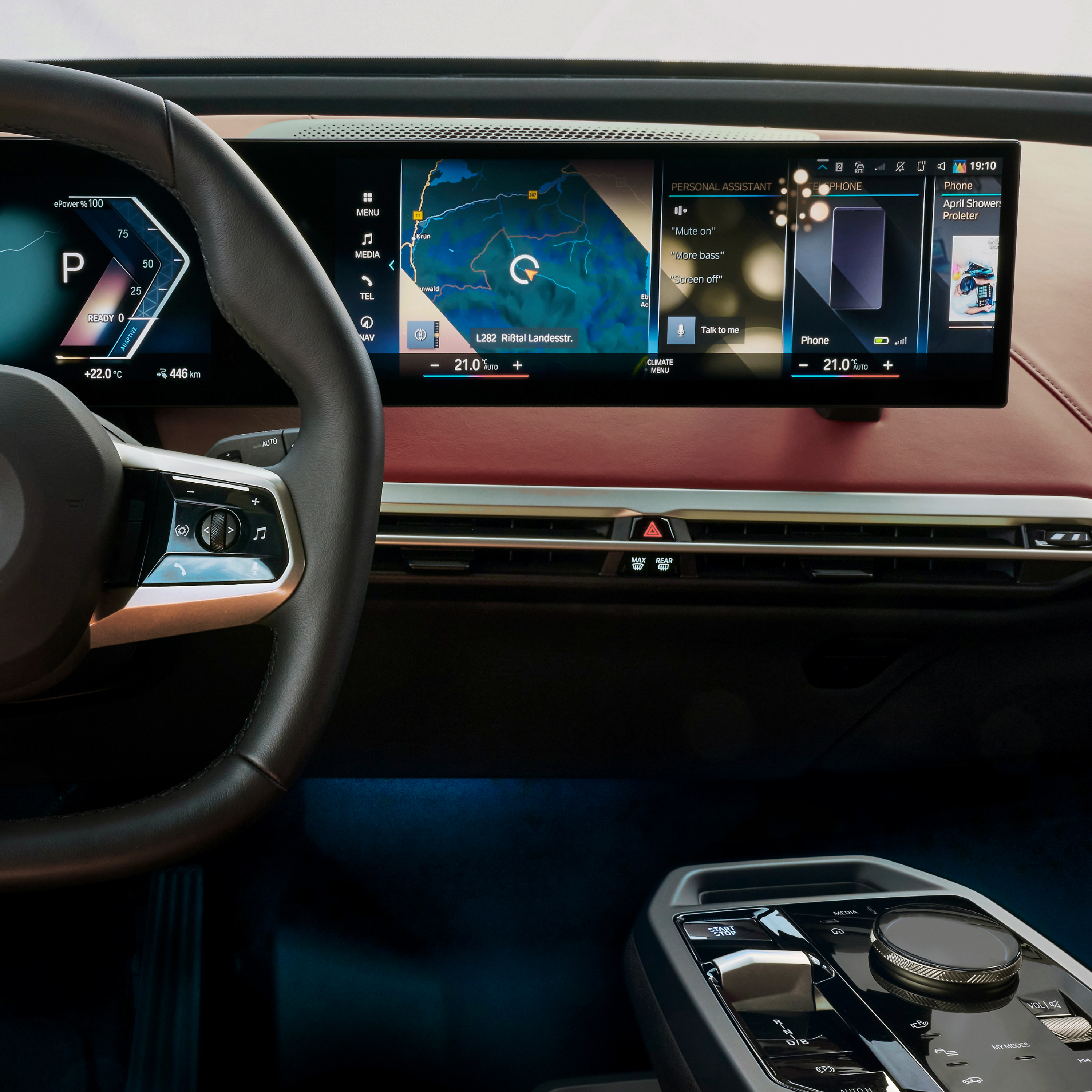 Detail of BMW display with apps